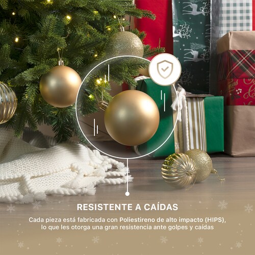Set con 24 Esferas Decoración Navideña 8 cm Adornos para Árbol de Navidad (Dorado) ESQUIMAL