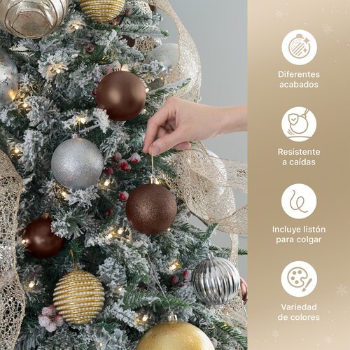 Set con 24 Esferas Decoración Navideña 8 cm Adornos para Árbol de Navidad (Terracota) ESQUIMAL