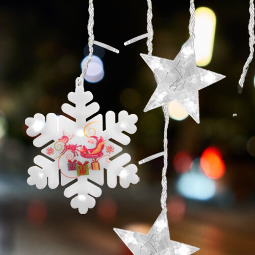 Cortina Serie Luz Blanca 100 Led Figura Copo De Nieve 3mts