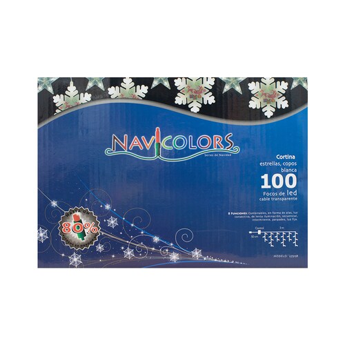 Cortina Serie Luz Blanca 100 Led Figura Copo De Nieve 3mts