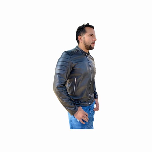 Chamarra de cuero Autentico casual Panter para Caballero incluye regalo un llavero de piel 