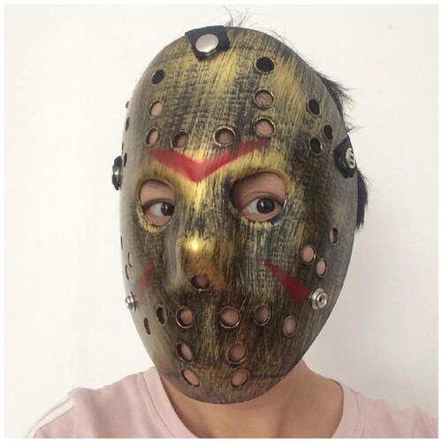 Careta Para Actuación Jason MXJGD-005-5 5 pzas, 25x18x5 cm Plástico PVC Dorado Máscara Jason Voorhees, JasonGold