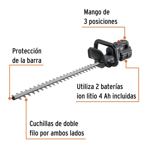 Cortasetos inalámbrico 1/2", 40 V, Truper MAX longitud de corte de 67 cm 