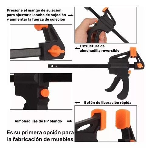 Kit 4 Prensas Sargento 4in Ajuste Rapido Doble Uso 