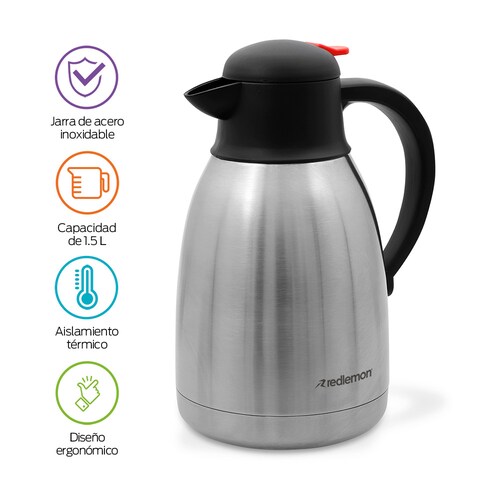 Jarra Térmica para Café y Té de Acero Inoxidable 1.5L Redlemon