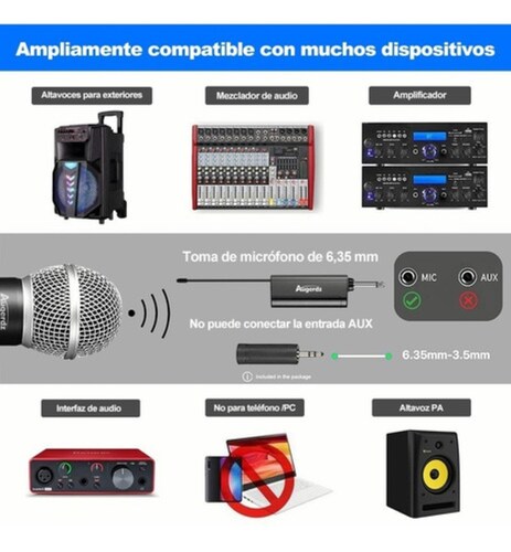 Profesional Microfono Inalambrico Karaoke Musicales General Gris 