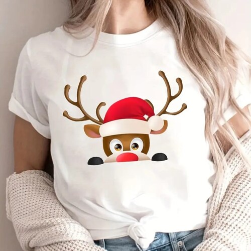Playera navideña Reno para dama
