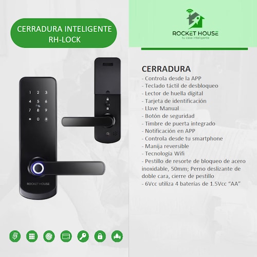 Cerradura Digital Wi-Fi desbloqueo por huella/codigo/llave/app