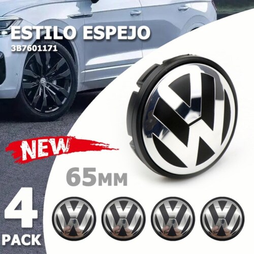 4 Tapas Centro De Rin Vw Jetta A6 A7, Bora, Tiguan 65mm Plata