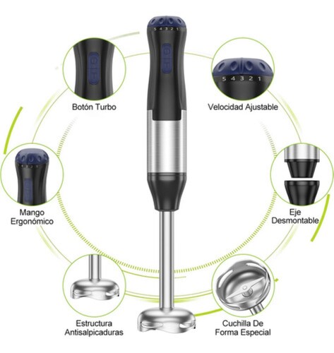 Batidoras De Mano Electrico Multifuncional 4 En 1 Inmersión Negra