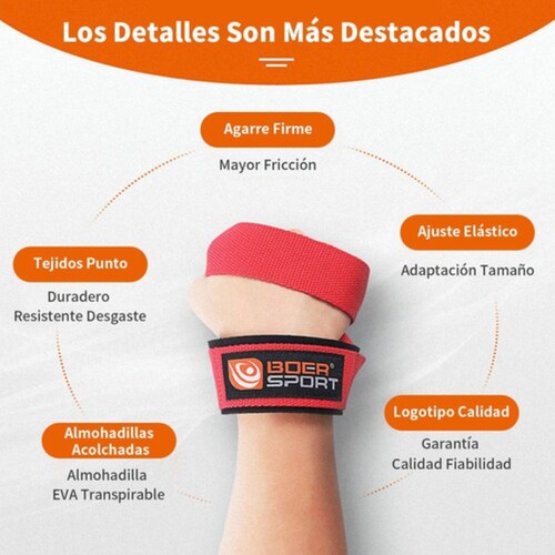 Straps Muñequera Gym Crossfit Pesas Fitness Cinta Roja