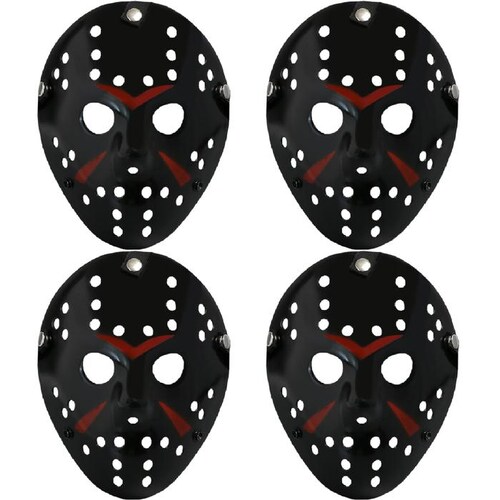 Disfraz de Terror Complemento MXJBK-004-4 4 pzas, 25x18 cm Plástico PVC Negro Máscara Jason Voorhees, JasonBlack