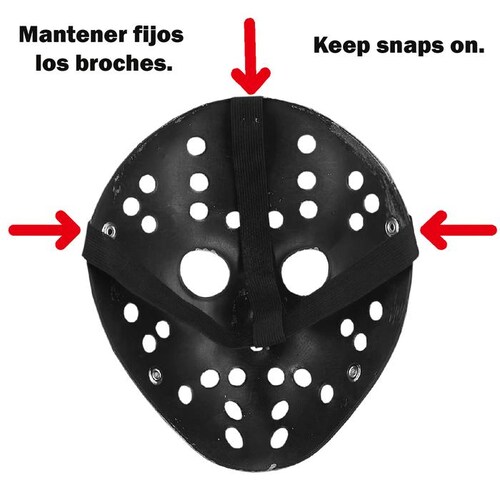 Disfraz de Terror Complemento MXJBK-004-4 4 pzas, 25x18 cm Plástico PVC Negro Máscara Jason Voorhees, JasonBlack