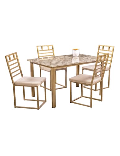 Comedor Naya Oro 4 Sillas Tubulares.