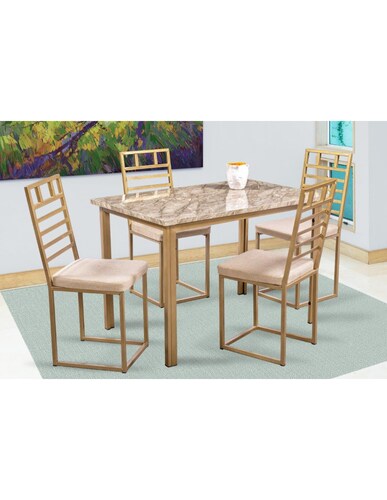 Comedor Naya Oro 4 Sillas Tubulares.
