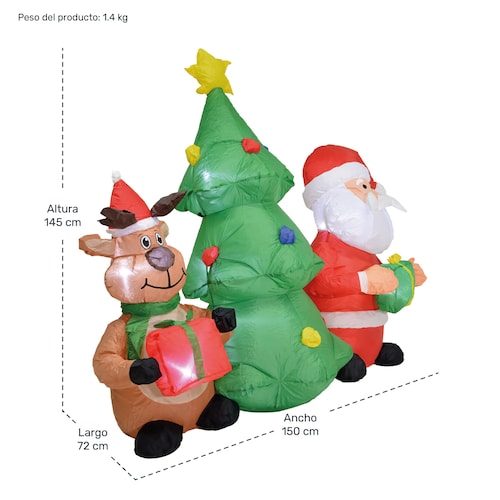 Inflable Navidad Santa Reno Arbol Luz Led Decoracion 1.5mts
