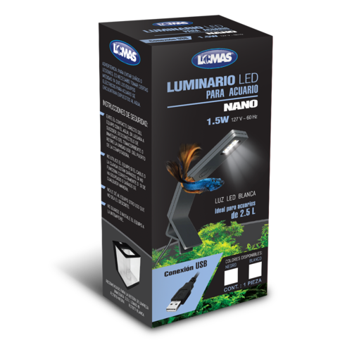 Lomas Nano Lámpara Led Negra para Acuario y/o Pecera con Potencia de 1.5 Watts
