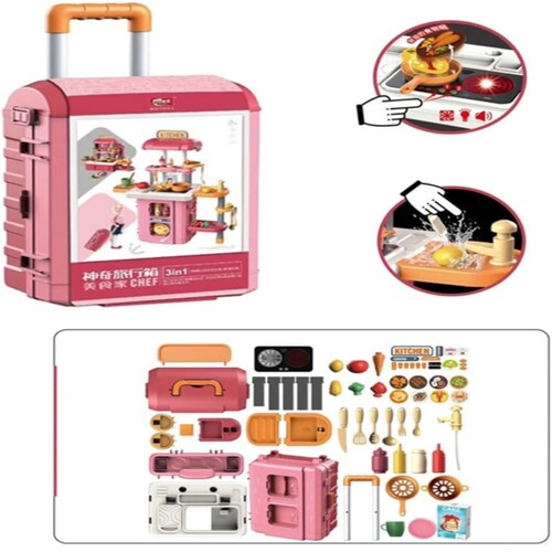 Cocina de juguete infantil portátil didáctico 40 pzas para niñas 