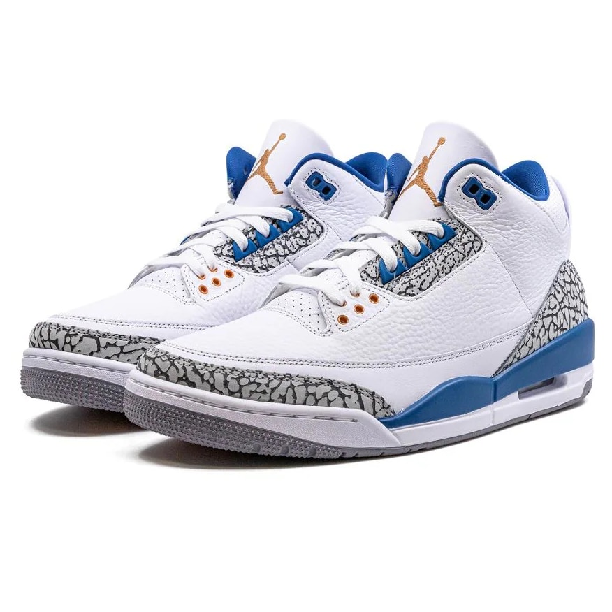 TENIS AIR JORDAN 3 RETRO WIZARDS BLANCO AZUL BASQUETBOL HOMBRE TALLA 28