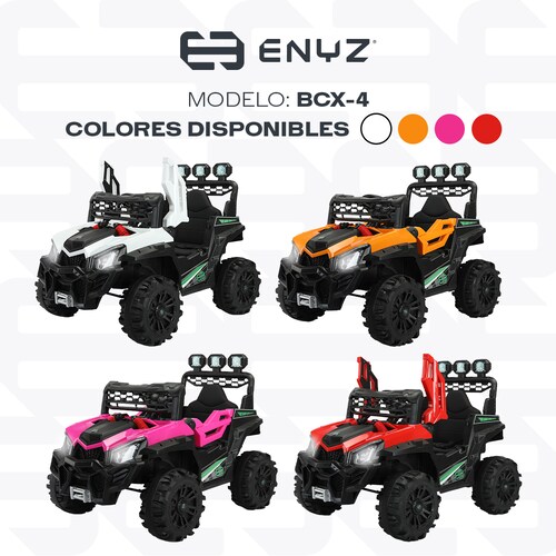 Montable eléctrico Camioneta Razer Jeep con control remoto asientos de piel bluetooth bocinas Edades Infantil 2 a 5 años Enyz Naranja