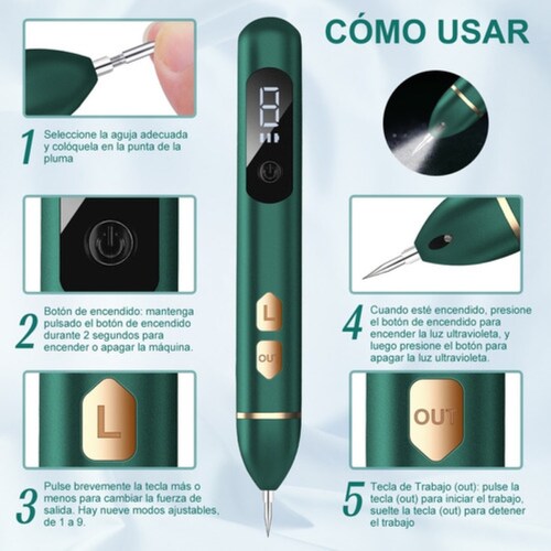 Pluma Quita Verrugas Removedor De Verrugas Manchas Verde