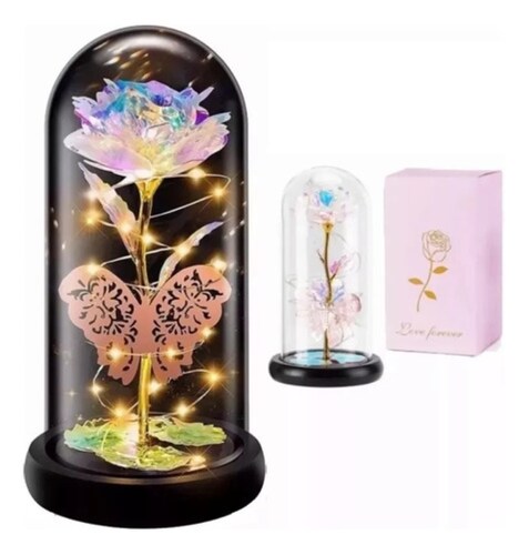 Flor Eterna Rosa Regalos Luz Botella Led Para Ella Con Caja