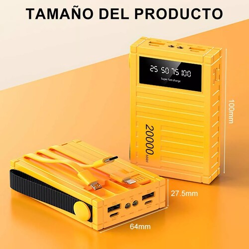 Power Bank Pila Baterias Para Celular Portatil 20000mah Amarillo
