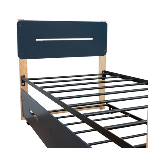 CAMA JUNO INDIVIDUAL AZUL + 2 PACK COLCHONES EN CAJA 
