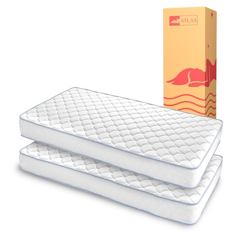 CAMA JUNO INDIVIDUAL AZUL + 2 PACK COLCHONES EN CAJA 