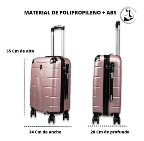 Maleta Para 10 Kg Cabina C/candado De Seguridad Doble Llanta Rosa