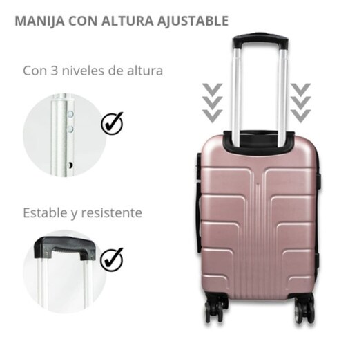 Maleta Para 10 Kg Cabina C/candado De Seguridad Doble Llanta Rosa