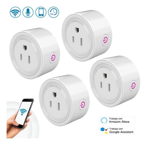 Enchufe Inteligente Wifi Con App, 4 Uds. Blanco