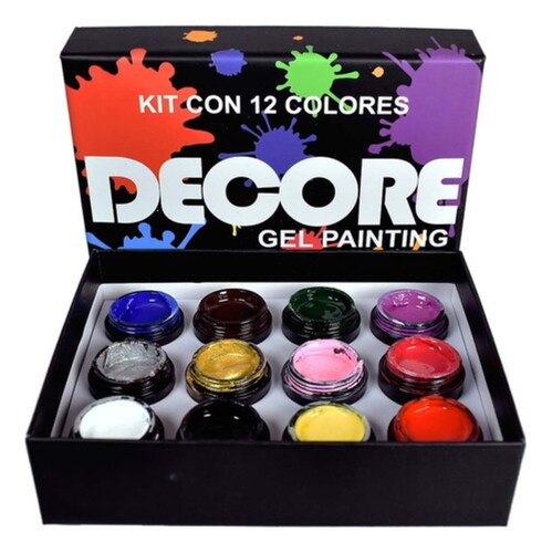 Kit Decore Gel Painting Para Uñas 12 Colores Manicure