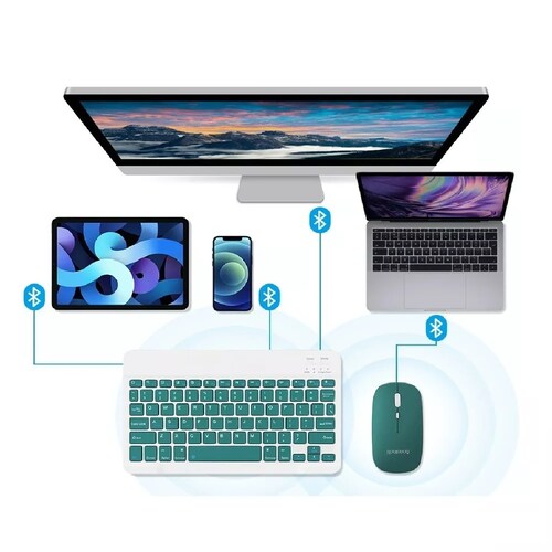 Combinación De Teclado Y Mouse Inalámbricos Para Pc iPad Verde Obscura