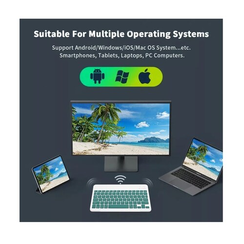 Combinación De Teclado Y Mouse Inalámbricos Para Pc iPad Verde Obscura