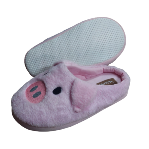 Pantufla para dama de puerquito bordada BUMY.
