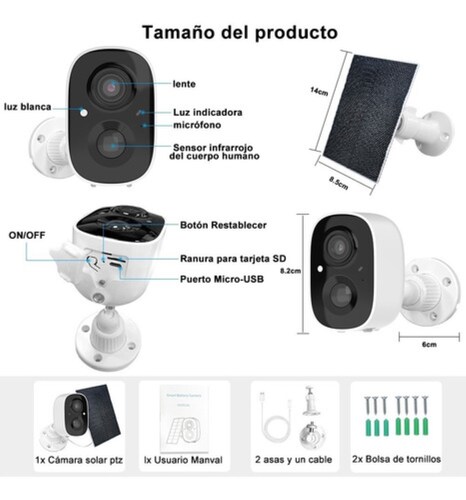 Cámara De Seguridad Wifi Solar,no Requiere Hub C/panel Solar Blanco