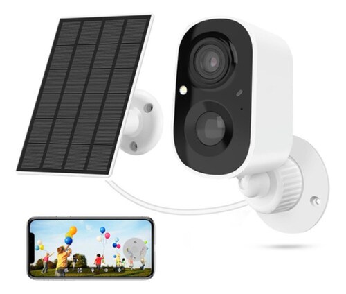 Cámara De Seguridad Wifi Solar,no Requiere Hub C/panel Solar Blanco