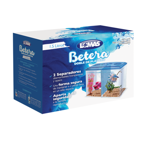 Lomas Betera Pecera Doble de Plástico para Pez Betta con 1.5 Litros
