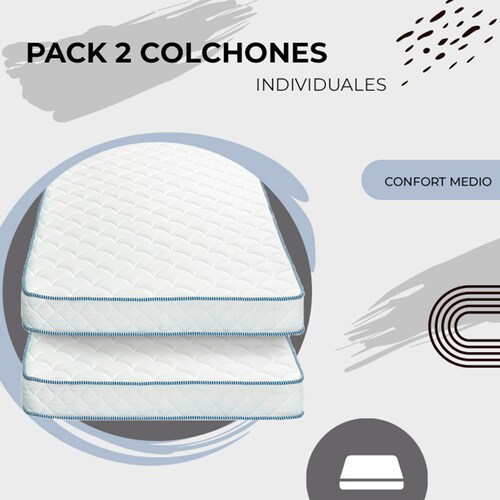LITERA INDIVIDUAL REYNA+ 2 PACK COLCHONES EN CAJA