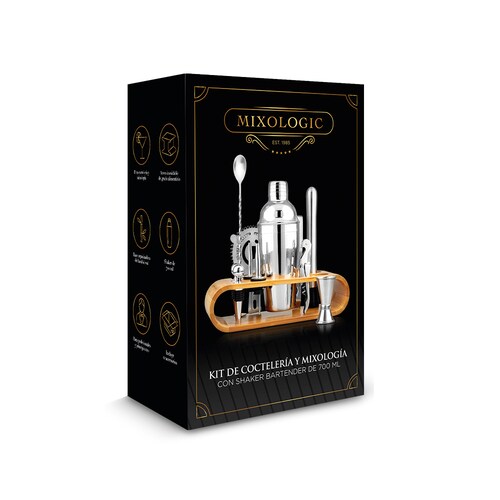 Kit de Coctelería con Jigger Destapador Base 12 Piezas Redlemon 