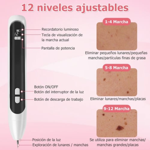 Pluma Cauterizador Quita Verrugas 9 En 1 Manchas Laser blanco/negro