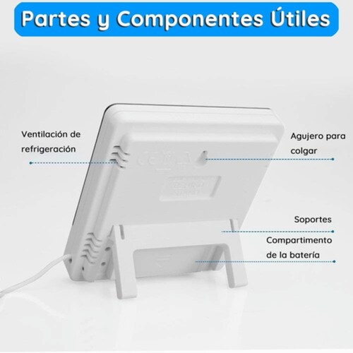 Termómetro Higrómetro Digital Interior Exterior Con Sonda Blanco