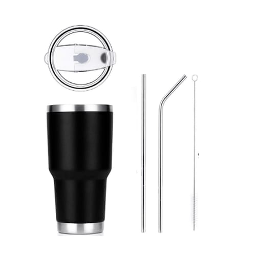 Termo Vaso de Acero Inoxidable 30oz Doble Pared Aislada al Vacío para Bebidas Frías y Calientes con Pajita y Popote Regalos Corporativo.