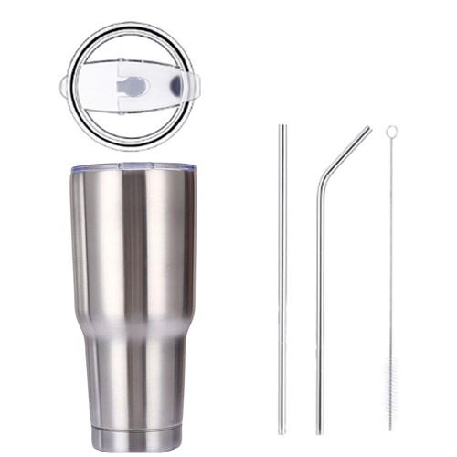 Termo Vaso de Acero Inoxidable 30oz Doble Pared Aislada al Vacío para Bebidas Frías y Calientes con Pajita y Popote Regalos Corporativo.