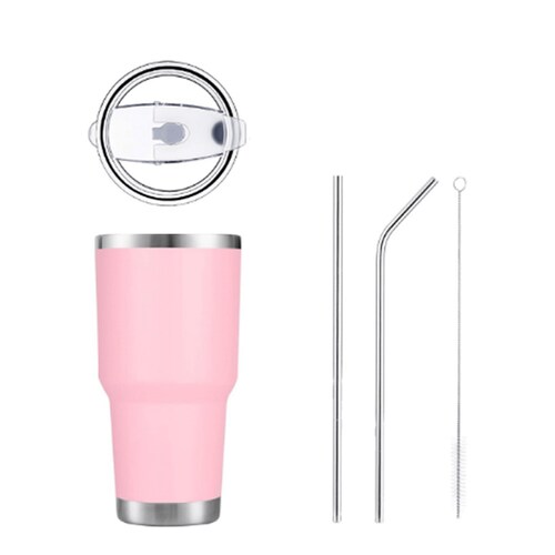 Termo Vaso de Acero Inoxidable 30oz Doble Pared Aislada al Vacío para Bebidas Frías y Calientes con Pajita y Popote Regalos Corporativo.
