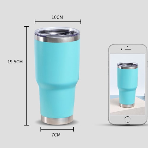 Termo Vaso de Acero Inoxidable 30oz Doble Pared Aislada al Vacío para Bebidas Frías y Calientes con Pajita y Popote Regalos Corporativo.