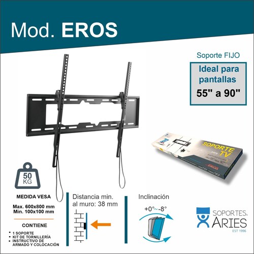 Soporte Para Tv Eros Aries De 55 A 90 Pulgadas