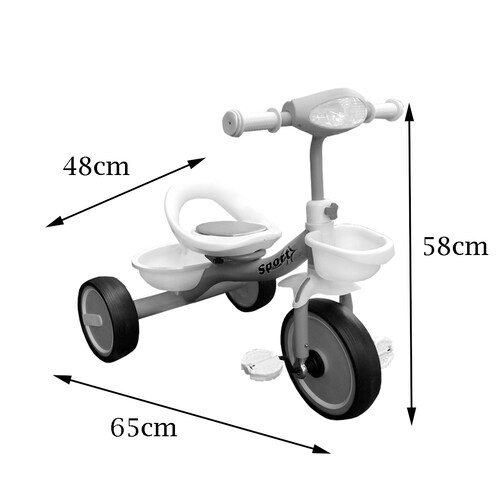 Triciclo para Niños Luz y Sonido con Canastilla 908A Rosa Coral