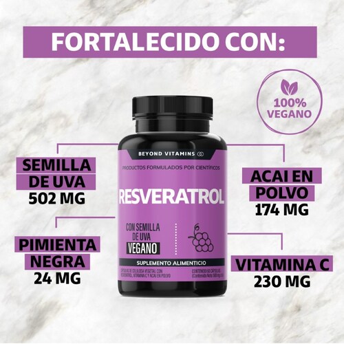Suplemento Alimenticio Beyond Vitamins Resveratrol 60 cápsulas
